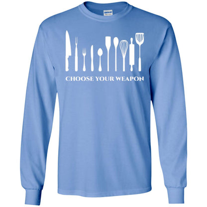 Chef Kitchen Cutlery T-shirt Choose Your Weapon Carolina Blue