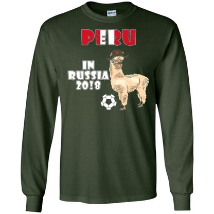 Soccer T-shirt Peru National Team Llama In Russia 2018 Cup Forest Green