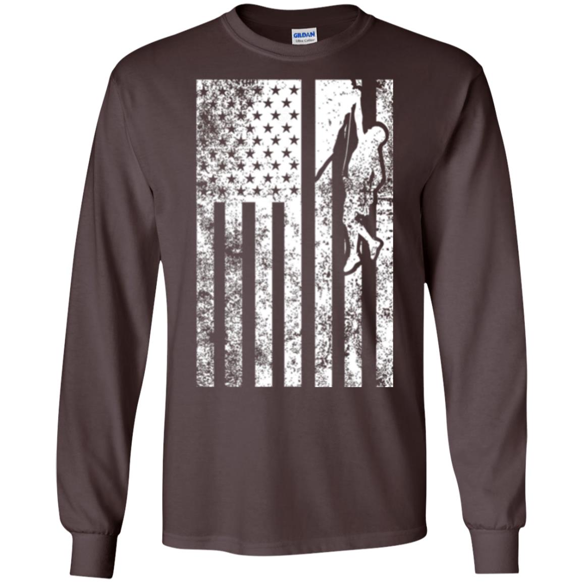 Rock Climbing T Shirt - Rock Climbing Flag Of United States T-shirt Dark Chocolate