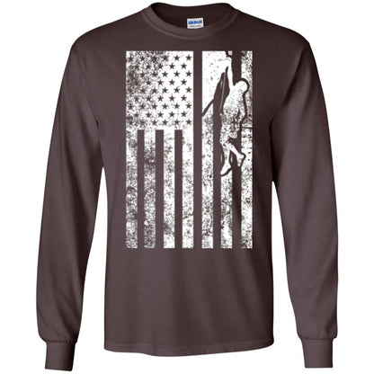 Rock Climbing T Shirt - Rock Climbing Flag Of United States T-shirt Dark Chocolate