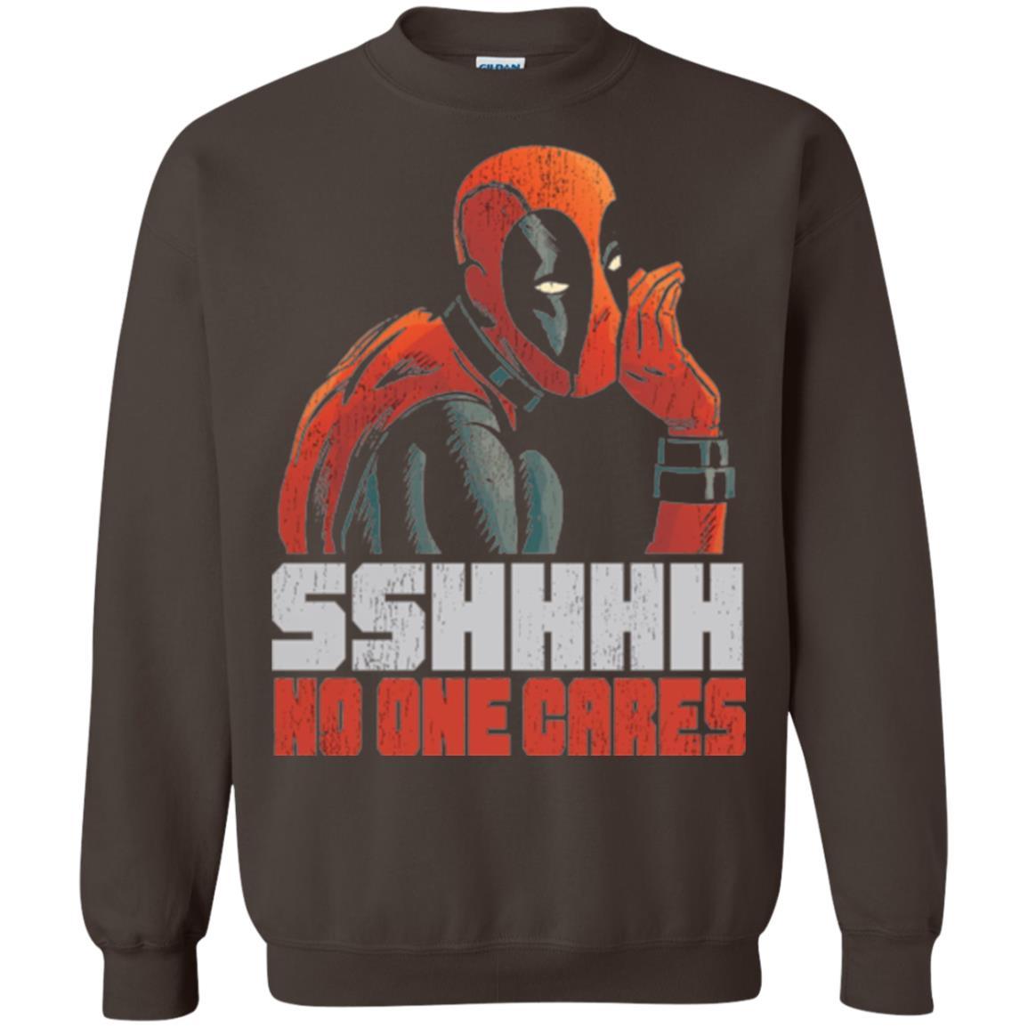 Marvel Deadpool T-shirt Sshhhh No One Cares Whisper Graphic Dark Chocolate