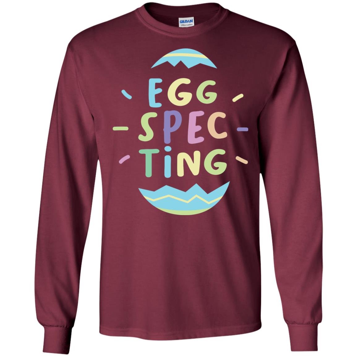 Eggspecting Funny Pregnancy Pregnant Easter Shirt Maroon