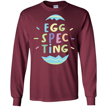 Eggspecting Funny Pregnancy Pregnant Easter Shirt Maroon