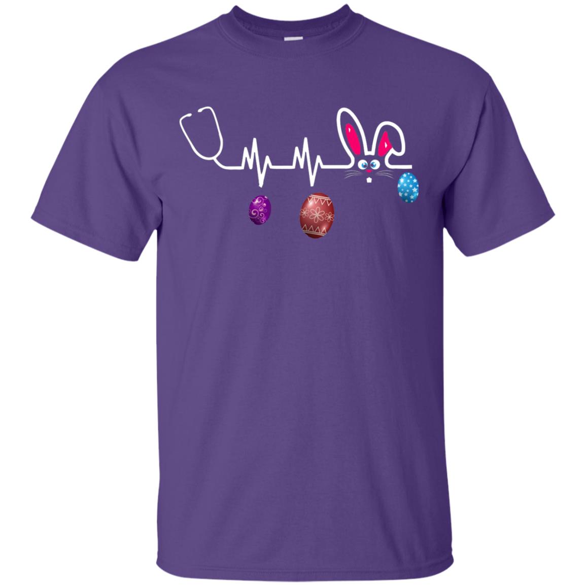 Heartbeat Nurse Doctor Easter Bunny Shirt Purple