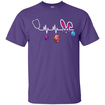 Heartbeat Nurse Doctor Easter Bunny Shirt Purple