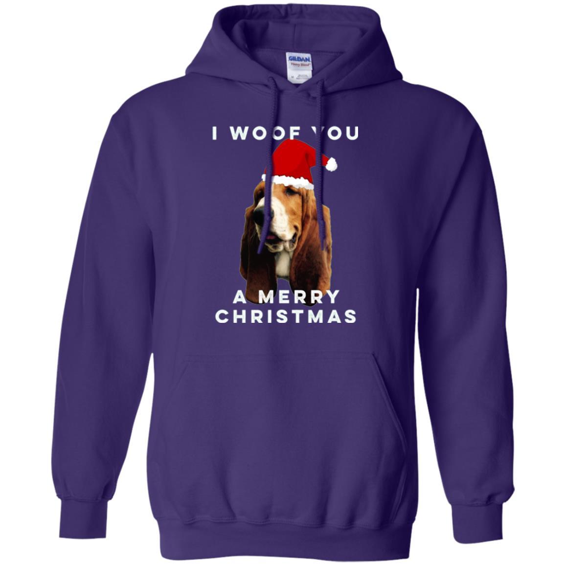 Basset Hound T-shirt I Woof You A Merry Christmas Purple
