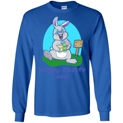Easter Bunny Stop Here Funny Easter Day T-shirt Royal