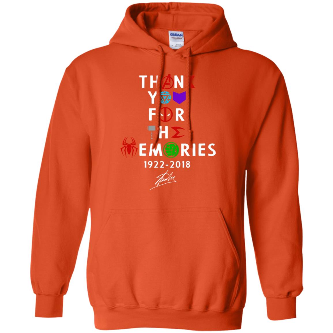 Thank You For The Memories Stan Lee Movie Hero Fan Shirt Orange