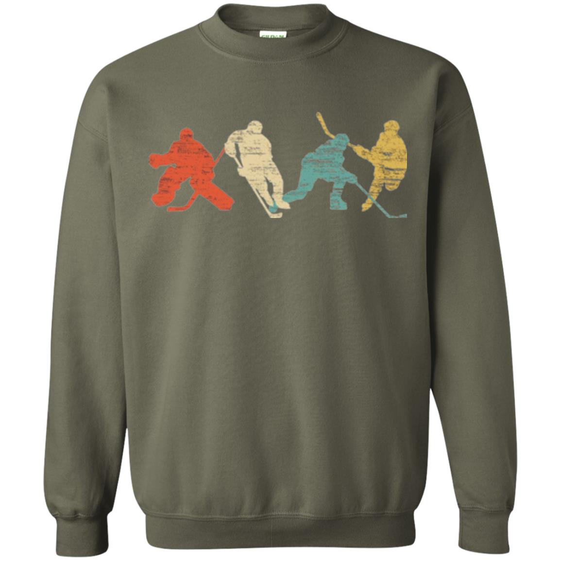 Classic Vintage Style Ice Hockey T-shirt Military Green
