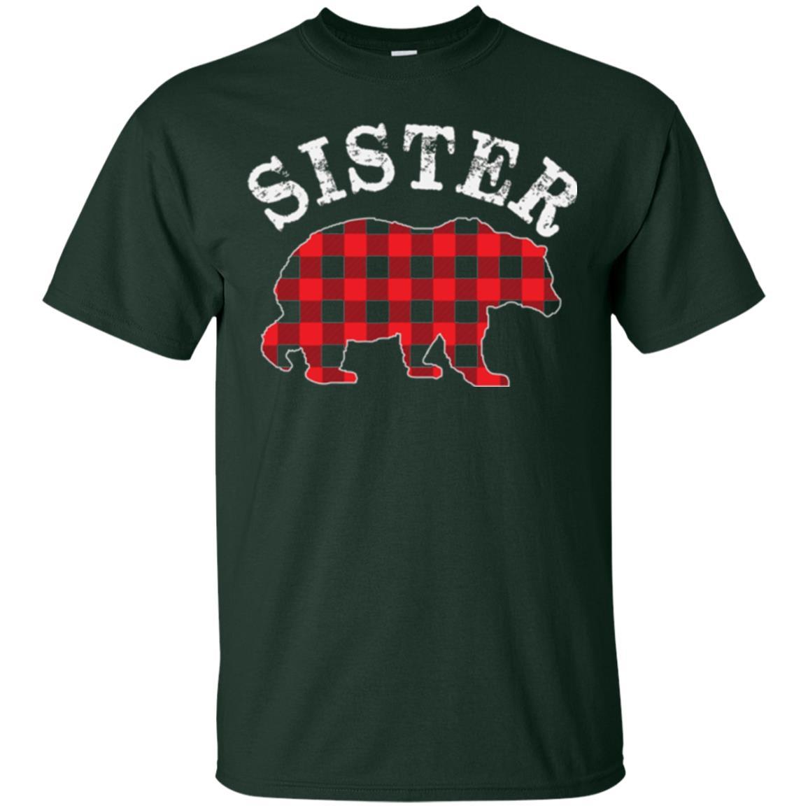 Family T-shirt Red Plaid Sister Bear Forest Green