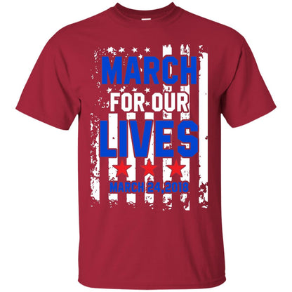 March For Our Lives With American Flag Gun Control T-shirt Cardinal