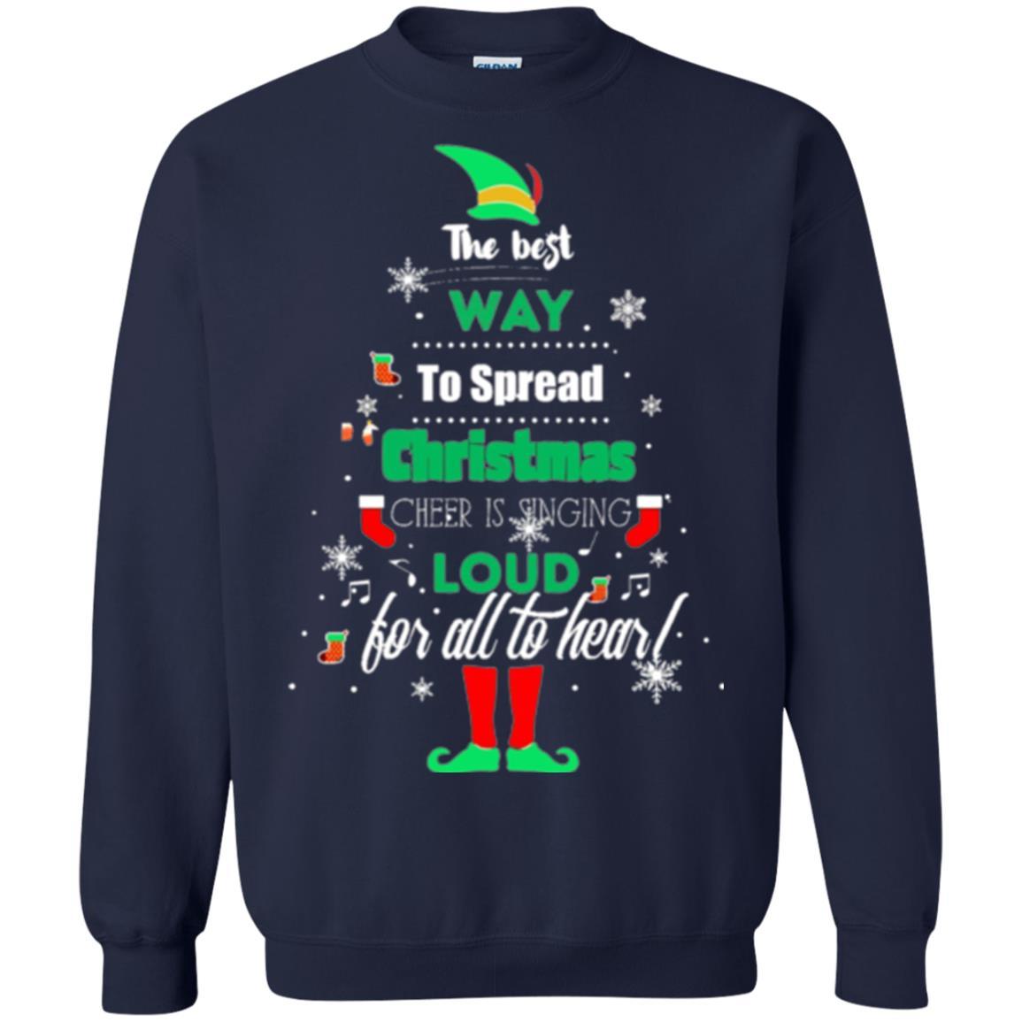 Elf Christmas T-shirt The Best Way To Spread Christmas Cheer Navy