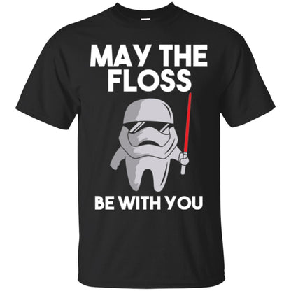 Dentist T-shirt May The Floss Be With You T-shirt Black