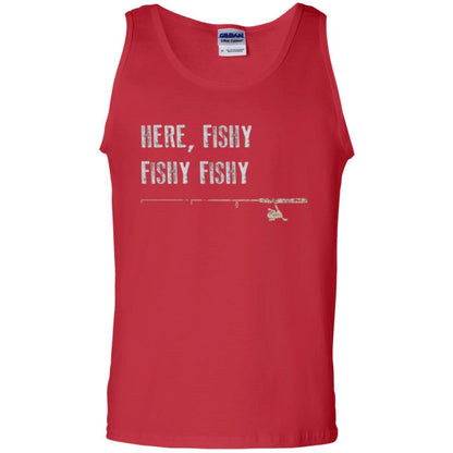 Fishing Lover T-shirt Here Fishy Fishy Red