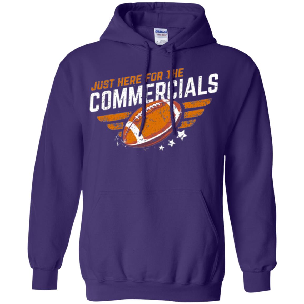 Football Lover T-shirt Just Here For The Commercials Purple
