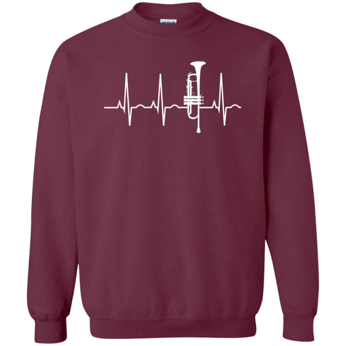 Trumpet Lovers T-Shirt Trumpet Heartbeat Maroon