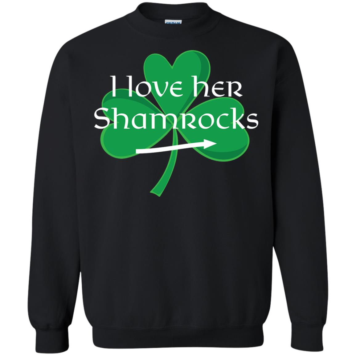 Saint Patrick_s Day T-shirt I Love Her Shamrocks Black