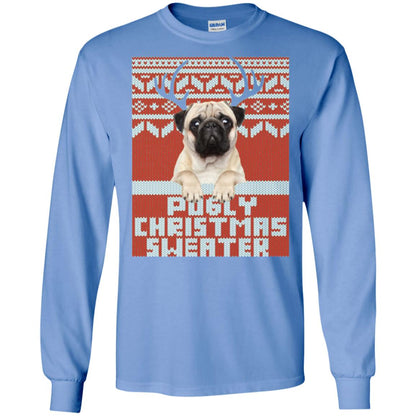 Dog Lovers T-shirt Pugly Christmas Sweater Carolina Blue