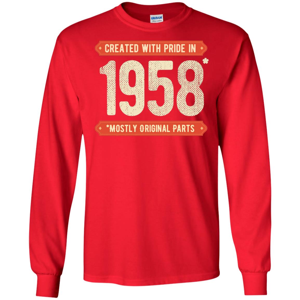 Created With Pride In 1958 Mostly Original Parts 60th Birthday T-shirt Red