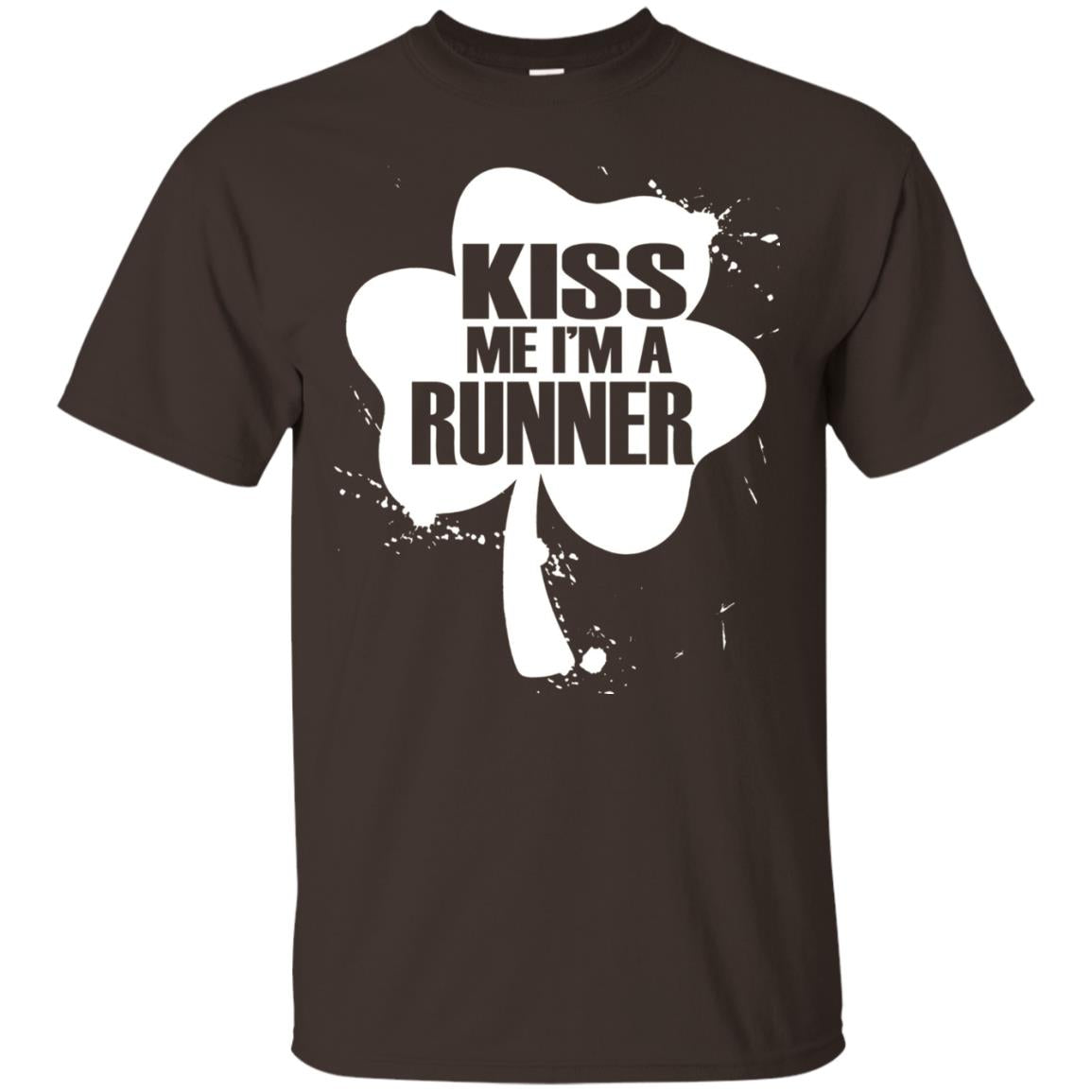 Kiss Me I_m Runner St. Patrick_s Day T-shirt Dark Chocolate