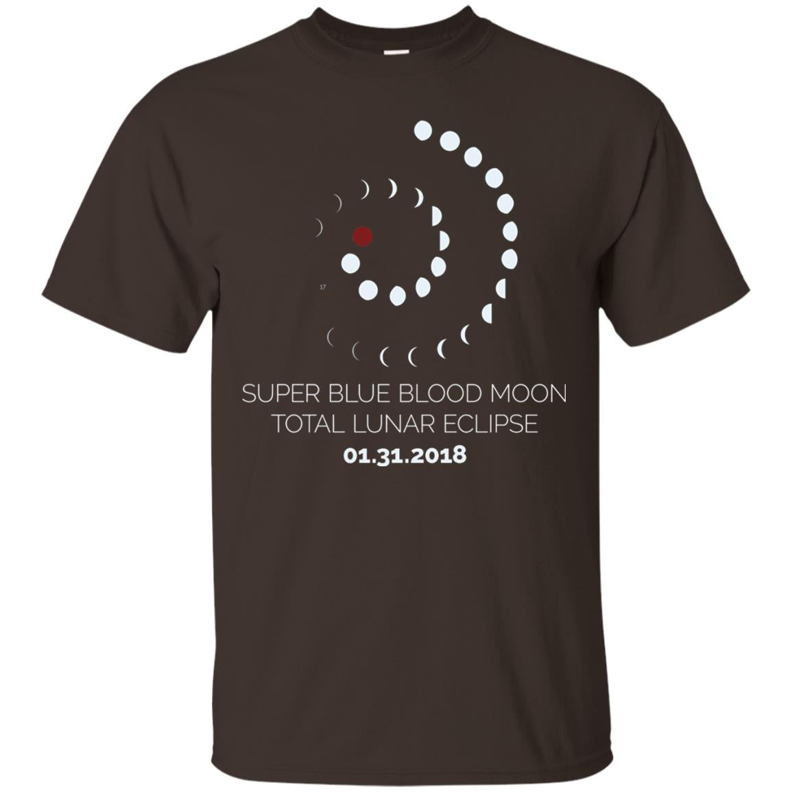 Super Blue Blood Moon Total Lunar Eclipse 2018 T-shirt Dark Chocolate