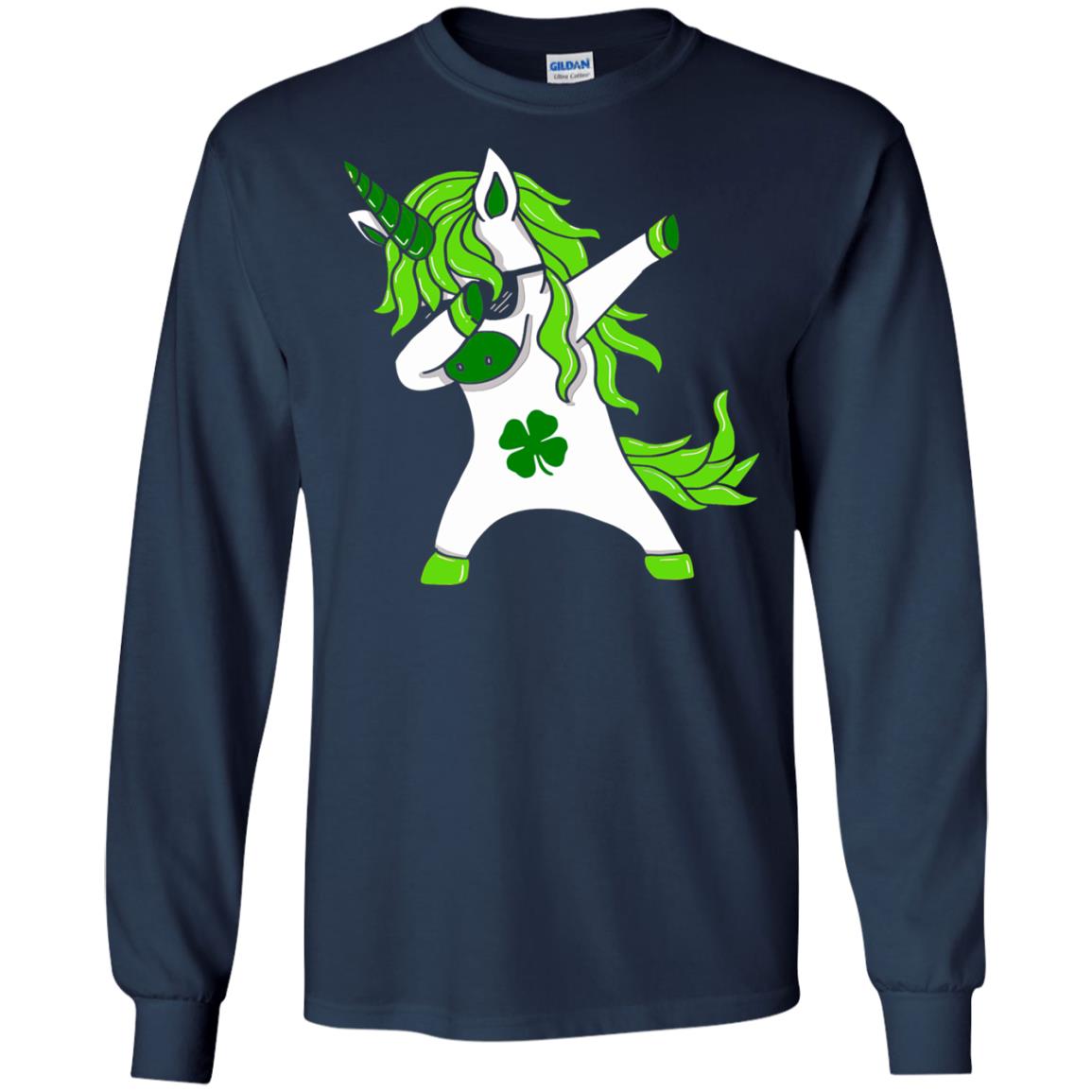 Dabbing Unicorn St Patricks Day Lepricorn T-shirt Navy