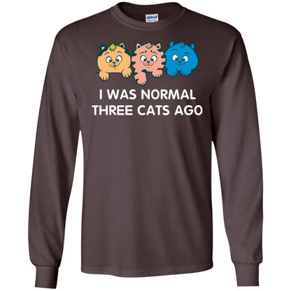 Cat Lover T-shirt I Was Normal Three Cats Ago Dark Chocolate