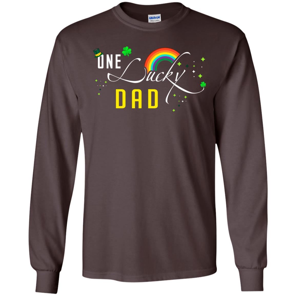 One Lucky Dad St. Patrick_s Day T-shirt Dark Chocolate