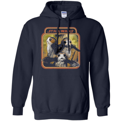 Film T-shirt Star Wars Last Jedi Porg Triplets Retro Box Graphic Navy