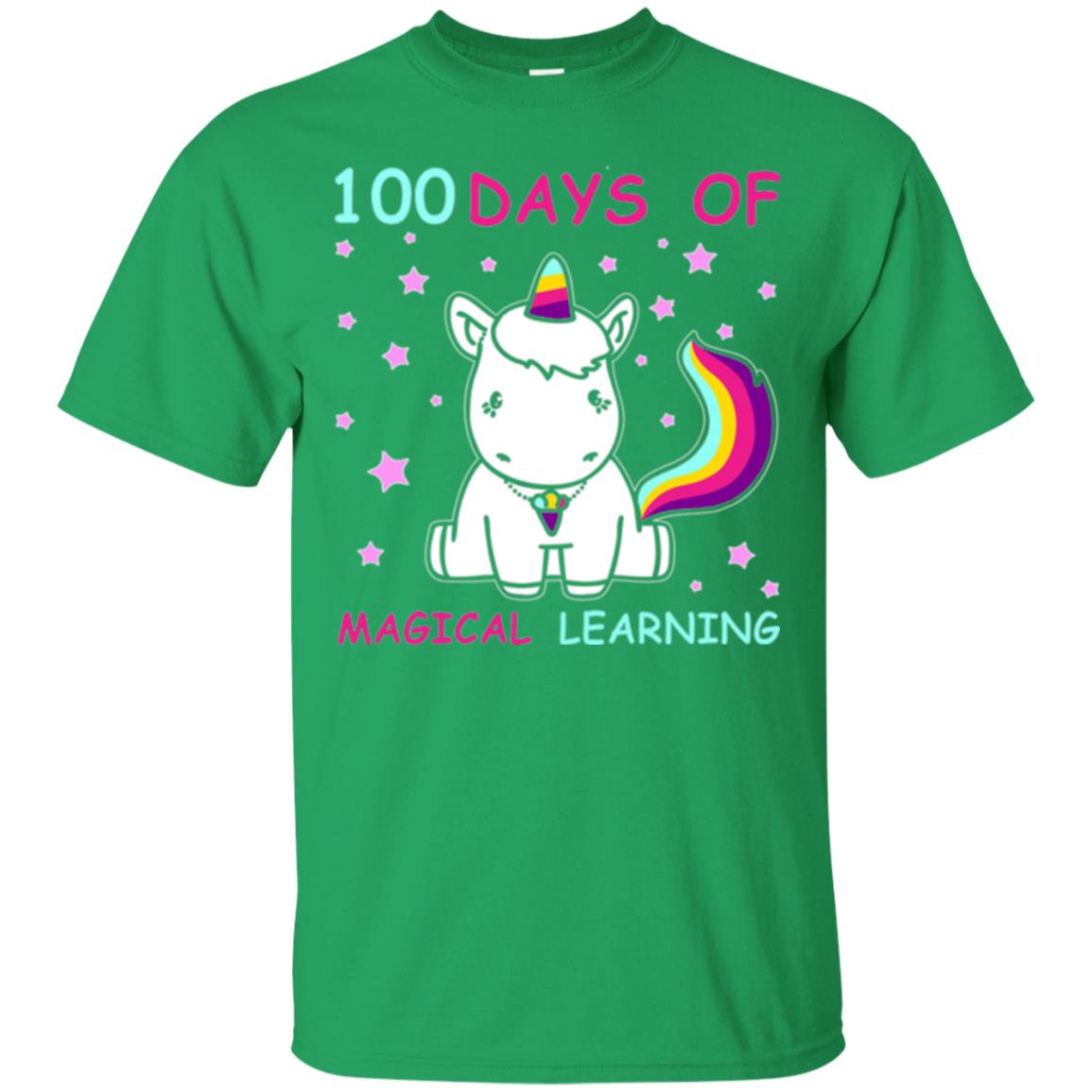 Unicorn Lover T-shirt 100 Days Of Mgical Learning Irish Green