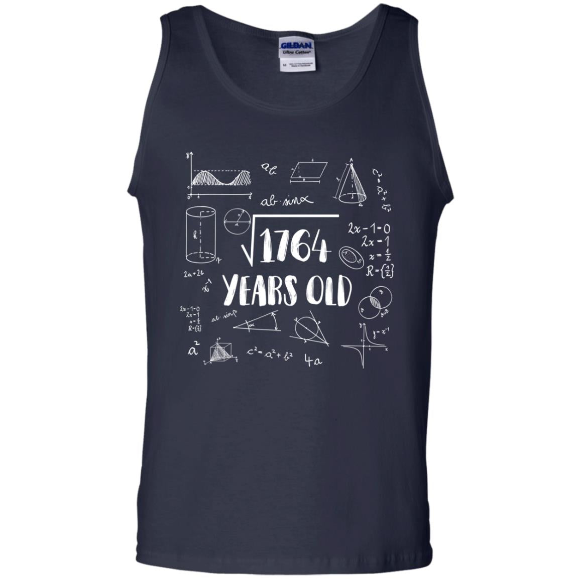 Square Root Of 1764 42nd Birthday 42 Years Old Math T-shirt Navy