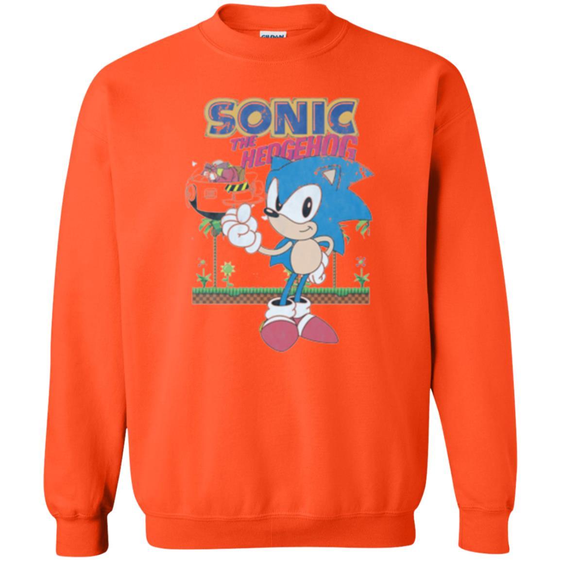 Gamer T-shirt Sega Sonic The Hedgehog Battles Dr. Eggman Robotnik Orange