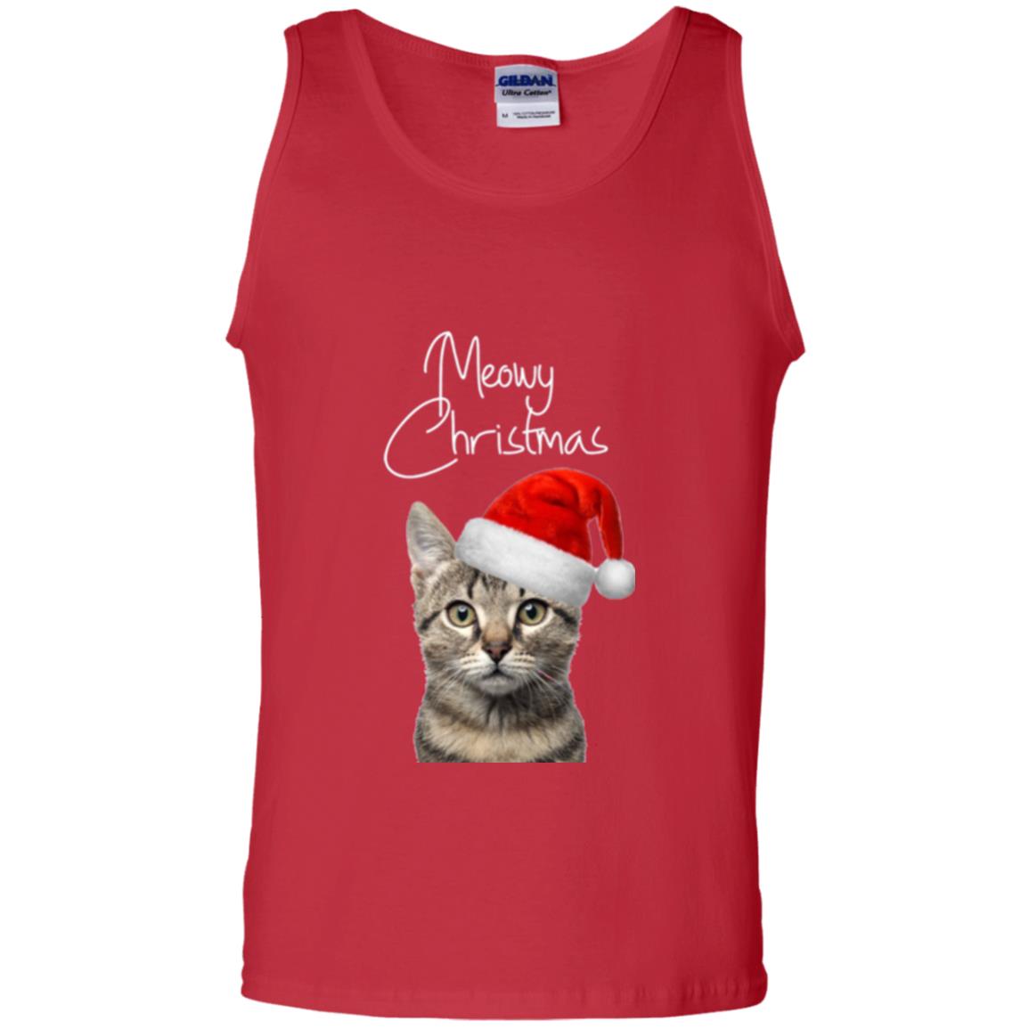 Cat Lovers T-shirt Merry Christmas Red