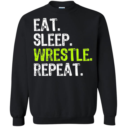 Wrestling T-shirt Eat Sleep Wrestle Repeat Black