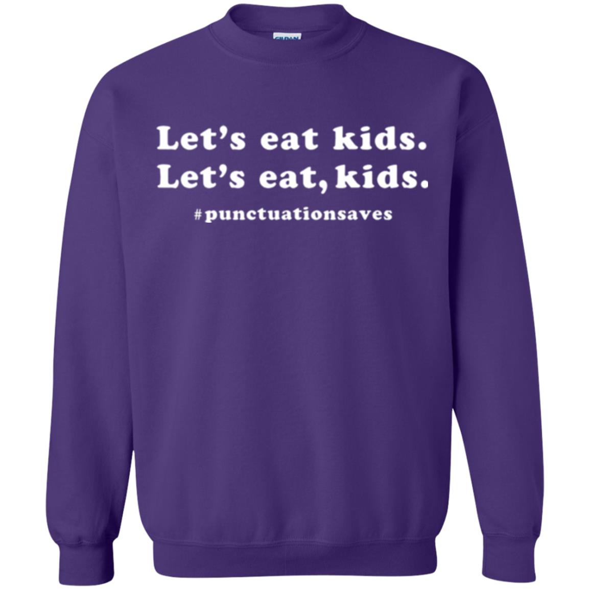 Funny Teacher T-shirt Let_s Eat Kids Punctuation Saves Purple
