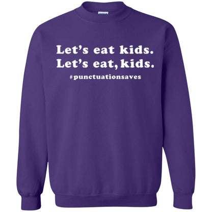 Funny Teacher T-shirt Let_s Eat Kids Punctuation Saves Purple
