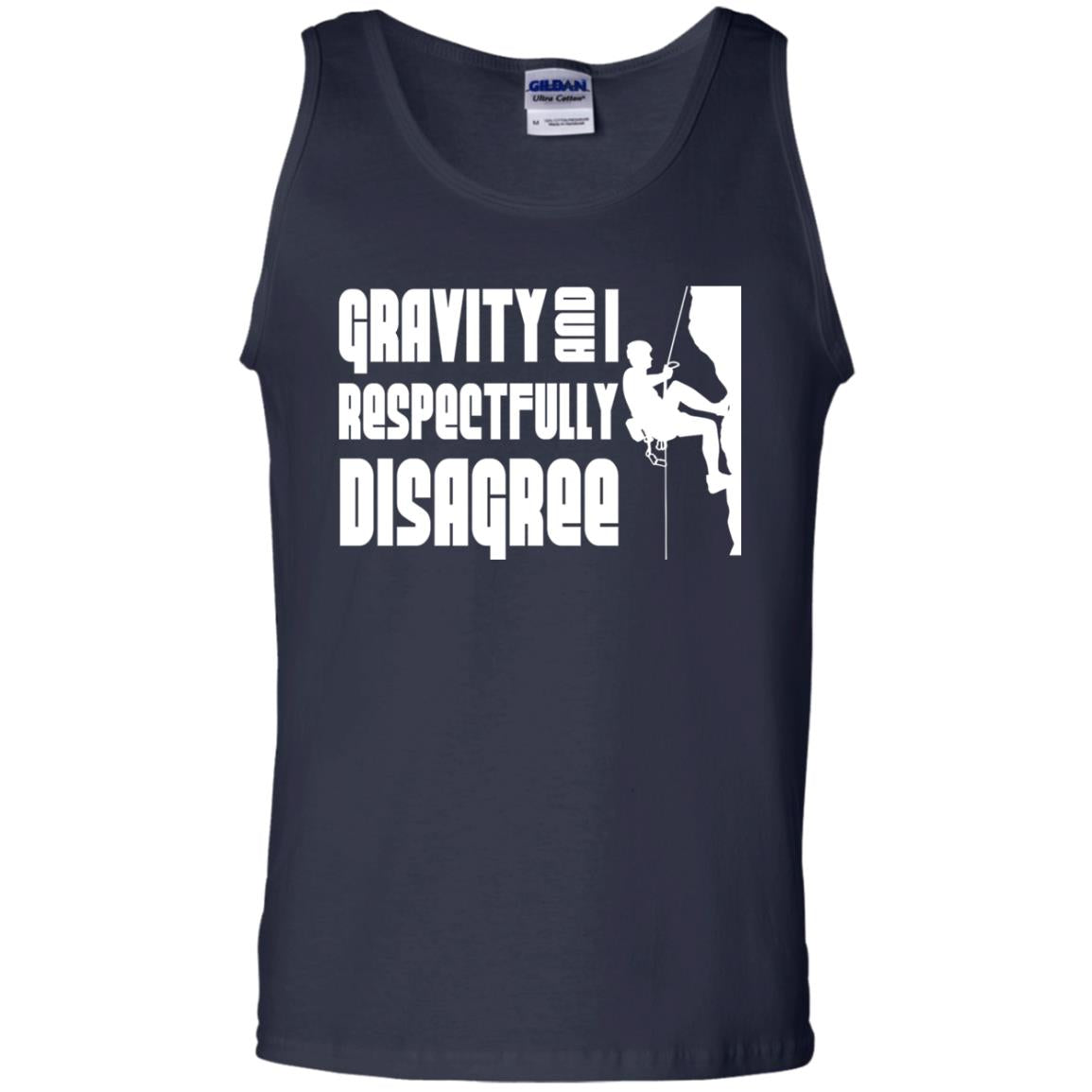 Funny Climbing T-shirt Gravity And I Disagree Navy