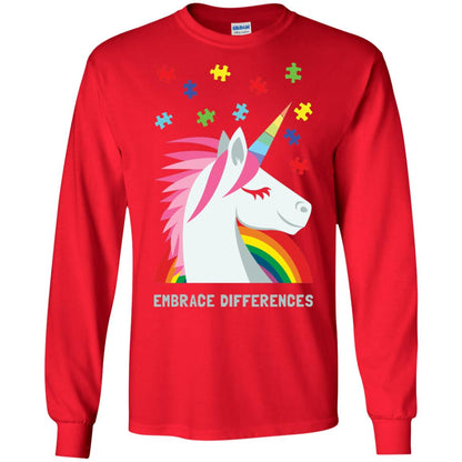Autism Awareness Shirt Unicorn Puzzle Embrace Differences Red