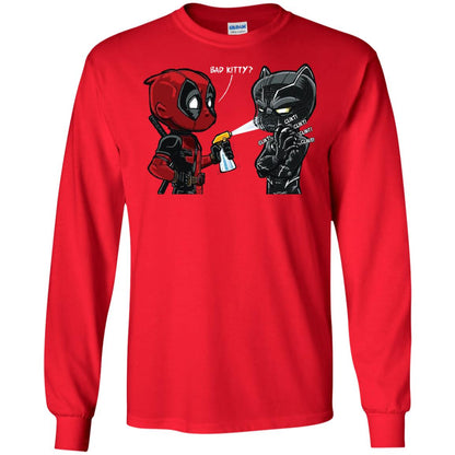 Deadpool Black Panther Bad Kitty Film Lover T-shirt Red