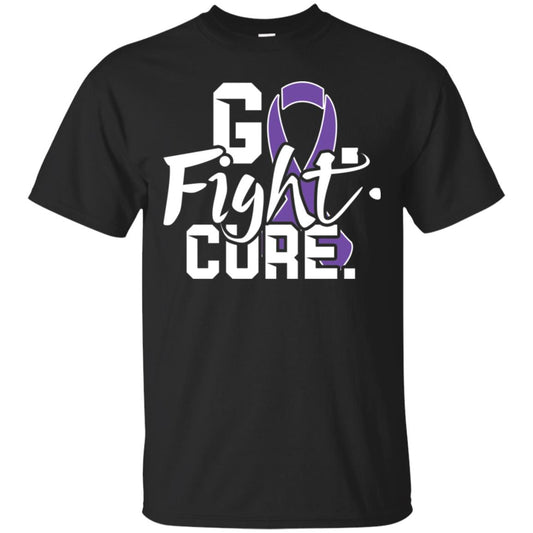 Pancreatic Leiomyosarcoma Awareness Go Fight Cure Purple Ribbon Shirt Black