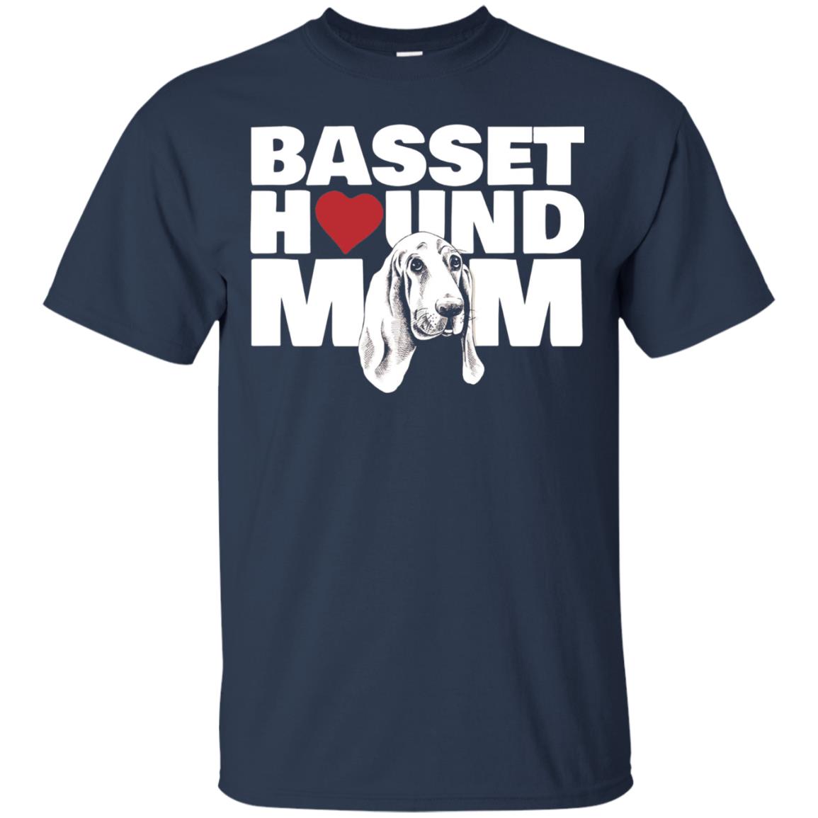 Basset Hound Mom Heart T-shirt Navy