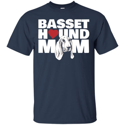 Basset Hound Mom Heart T-shirt Navy