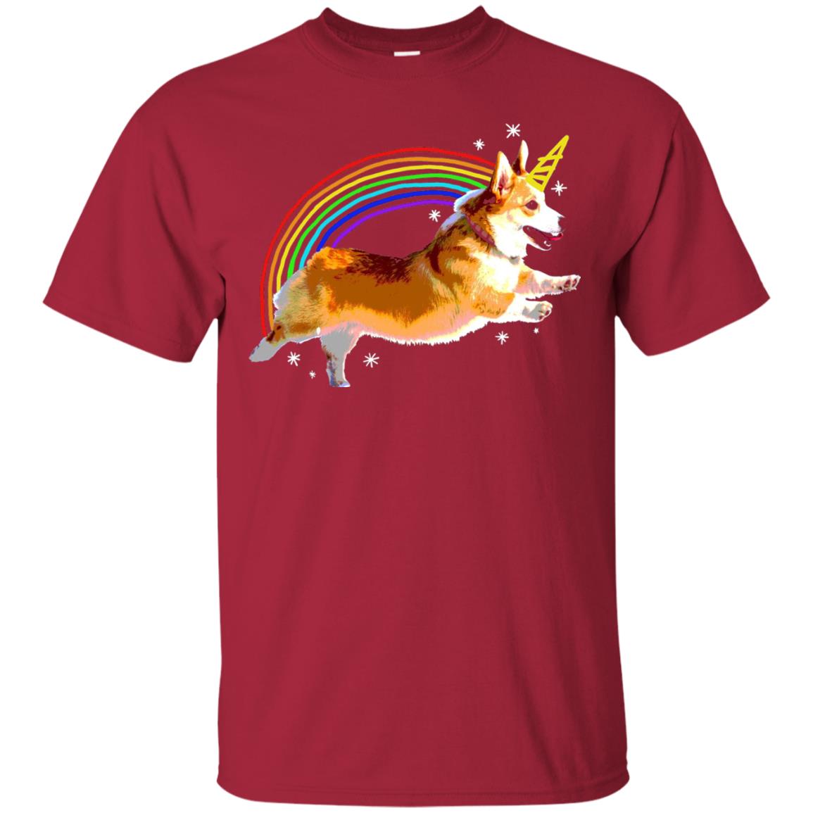 Unicorn Corgi Rainbow Doodle Dog Lover T-shirt Cardinal