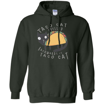 Cat Lovers T-shirt Taco Cat Spelled Backward Is Taco Cat Forest Green