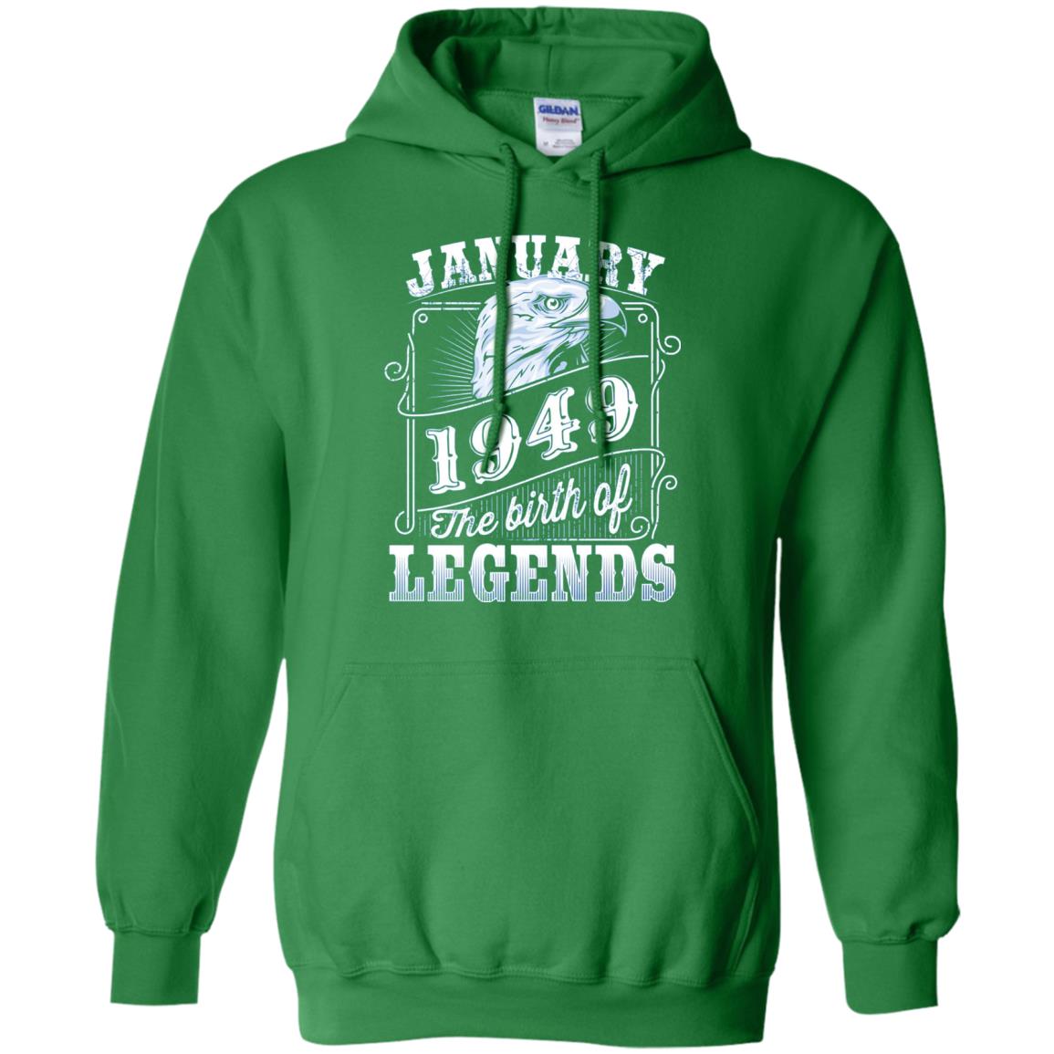 69th Birthday T-shirt January 1949 Birth Of Legend Irish Green