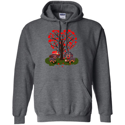 Valentine Dachshund Couple Heart Tree Shirt Dark Heather