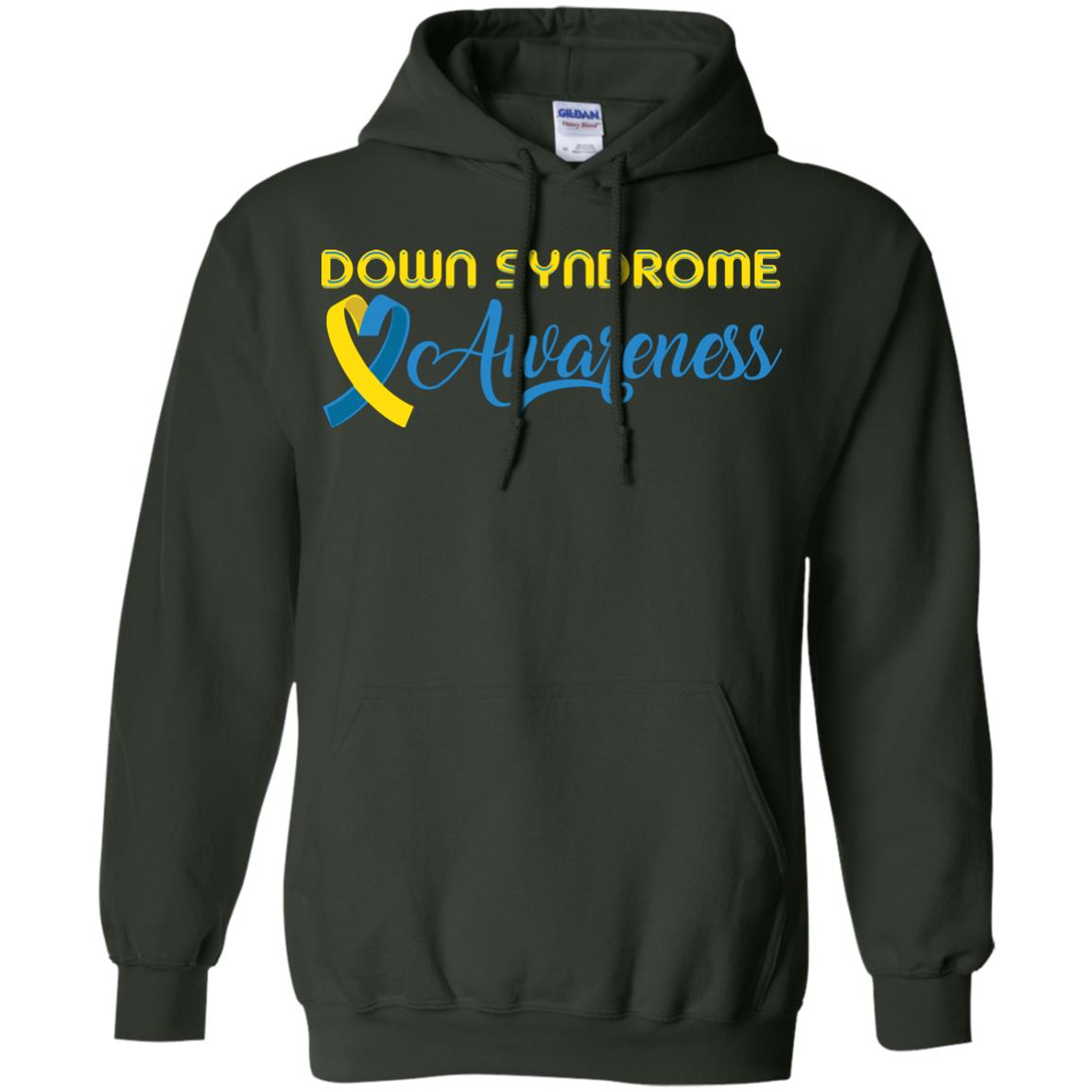 Yellow And Blue Ribbons Down Syndrome Awareness T-shirt Forest Green