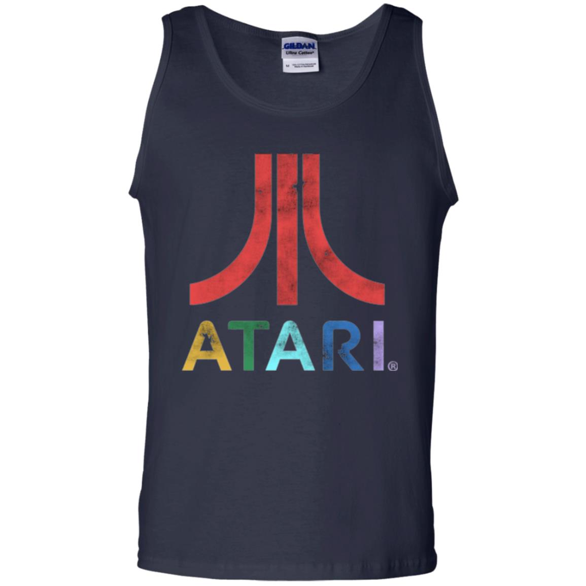 Colorful Retro Atari Gaming Logo T-shirt Navy