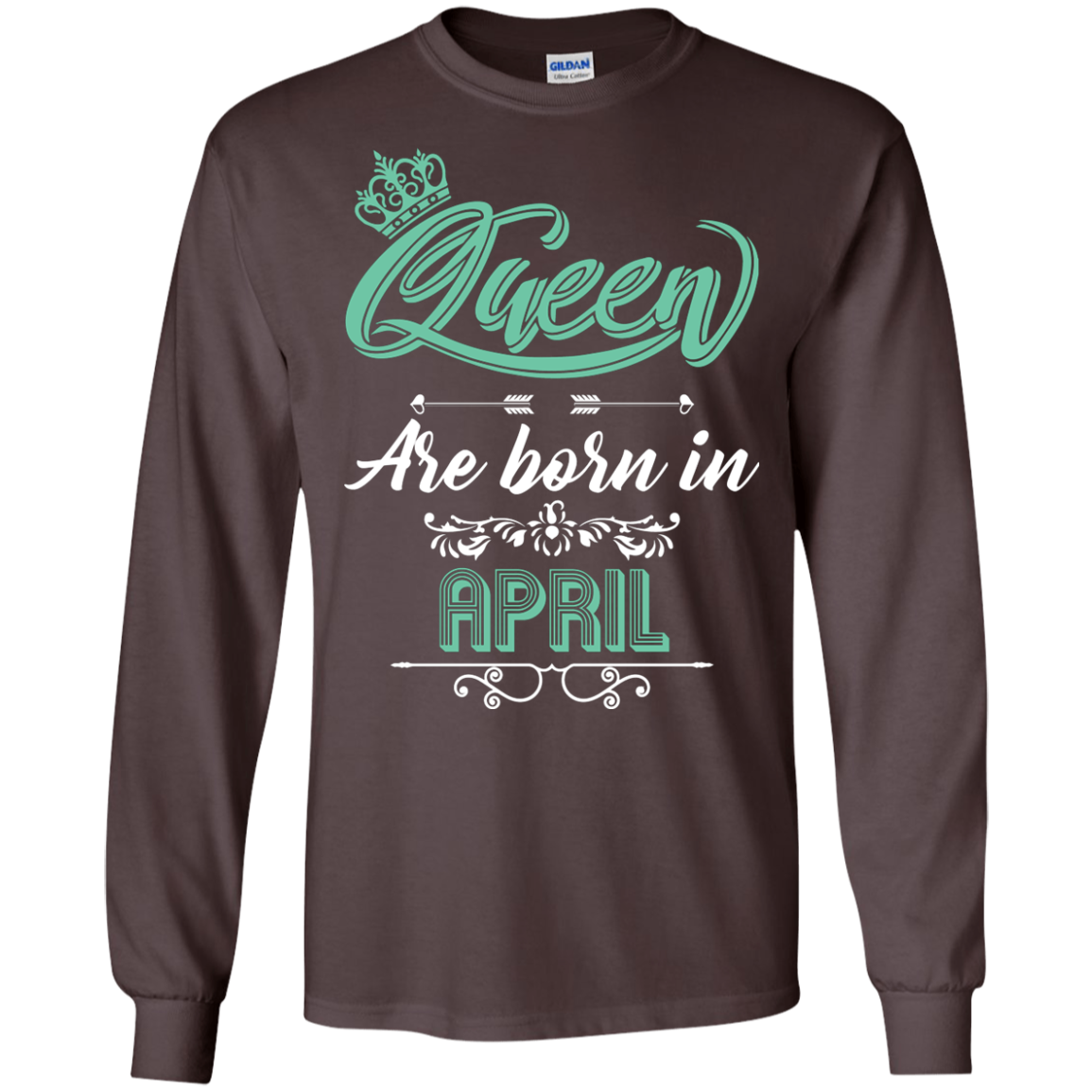 Brithday T-Shirt Queen Are Born In April Dark Chocolate