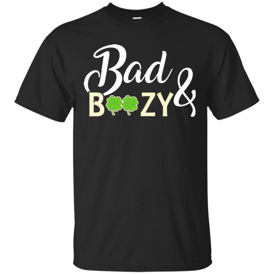 Saint Patrick's Day T-shirt Bad And Boozy Shamrock Black